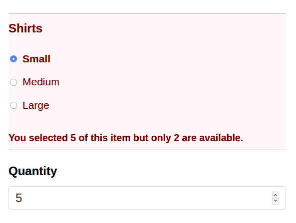 Limit Choices with quantities