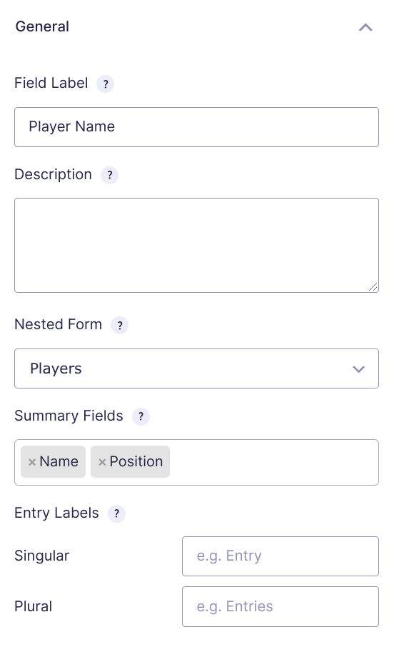 GP Nested Forms Settings