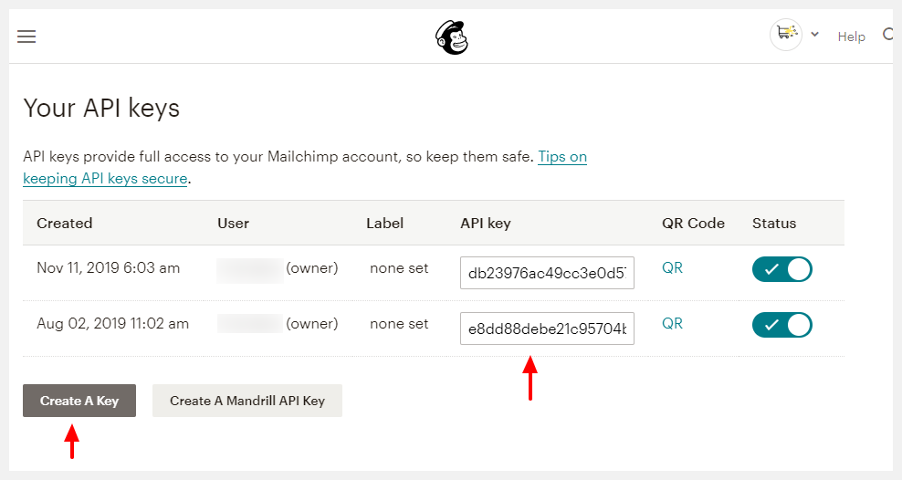 api keys mailchimp