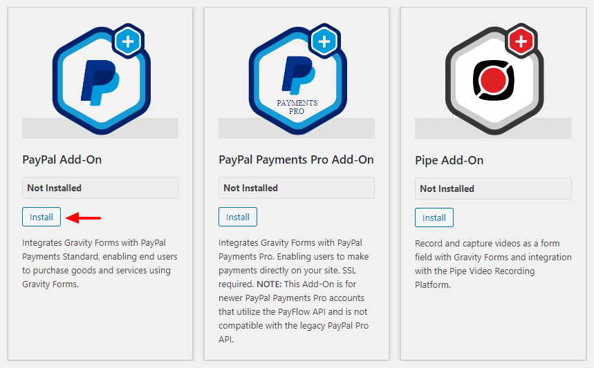 gravity forms paypal addon