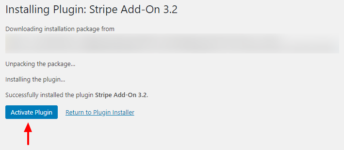 activating stripe addon