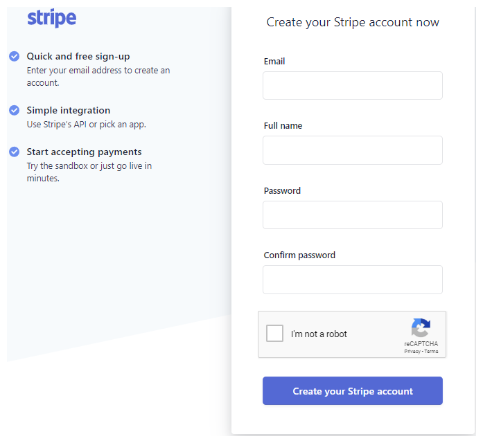 register stripe account