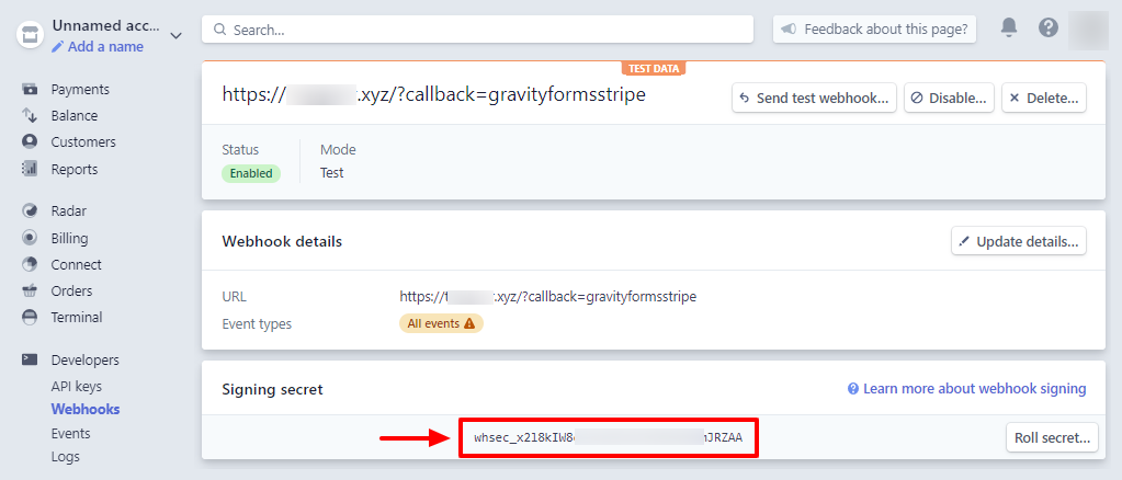 stripe test signing secret