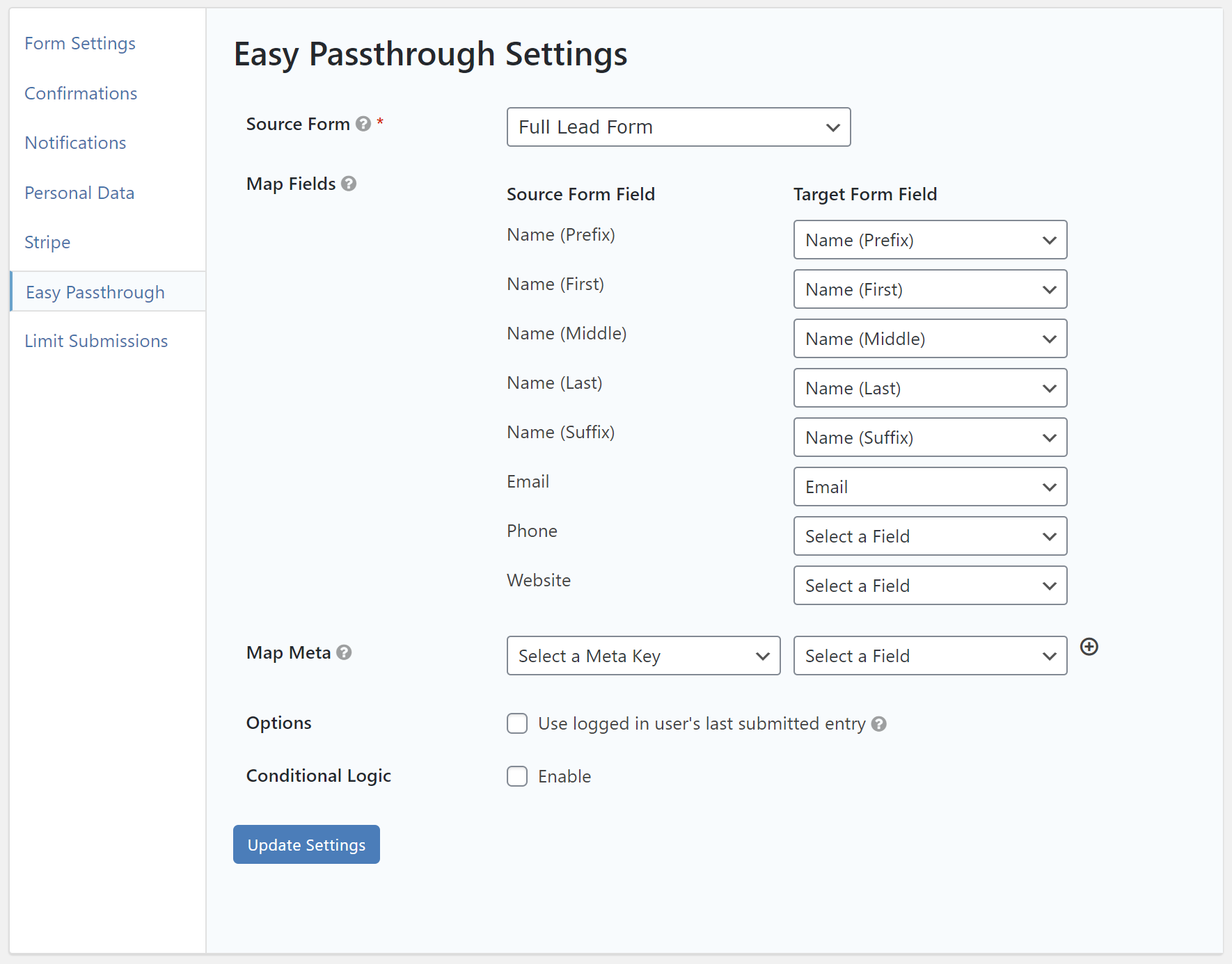 Easy Passthrough settings