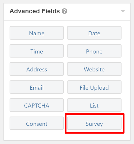 Gravity Forms survey field