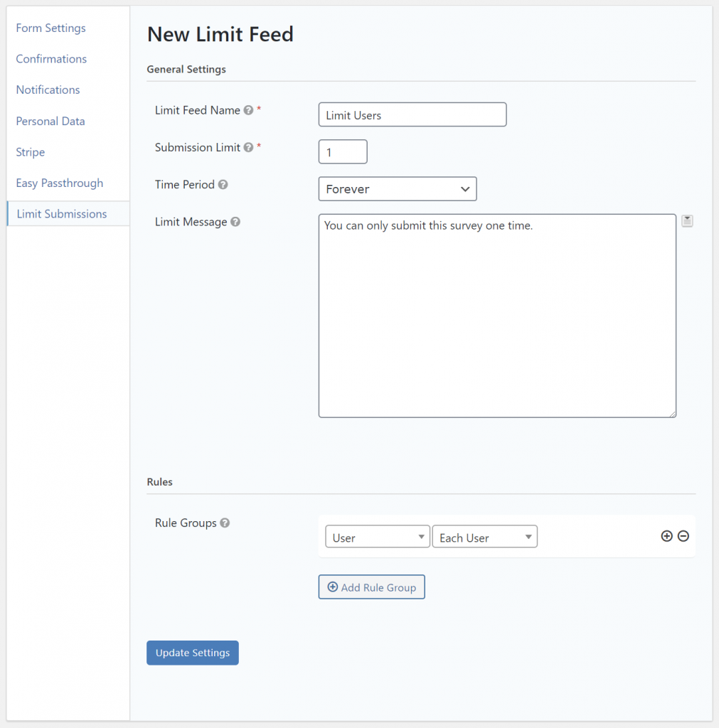 Create a survey submission limit in Gravity Forms