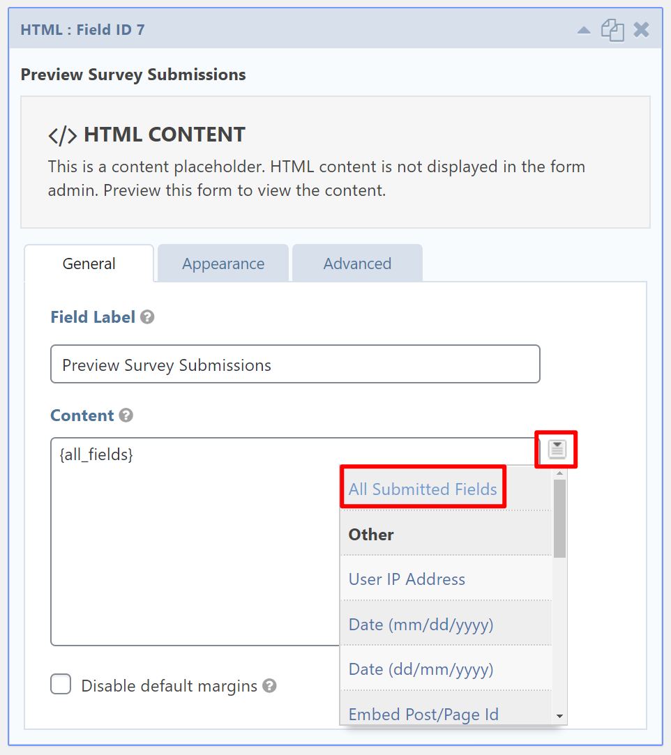 Gravity Forms survey preview answers