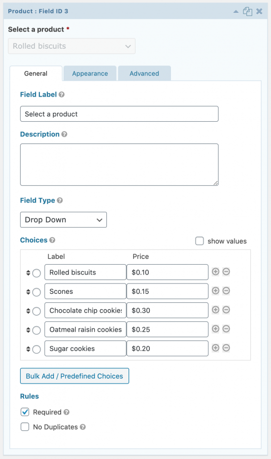 Product field