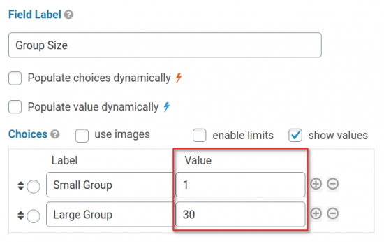 conditional form choices for Gravity Forms