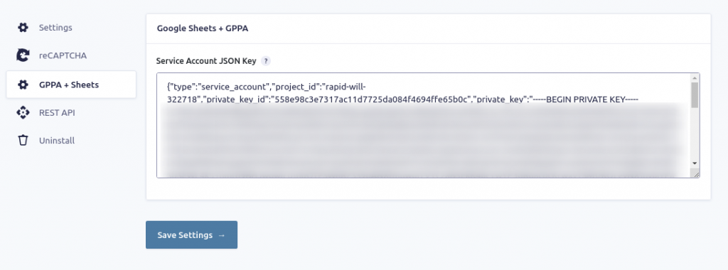 your service account json key