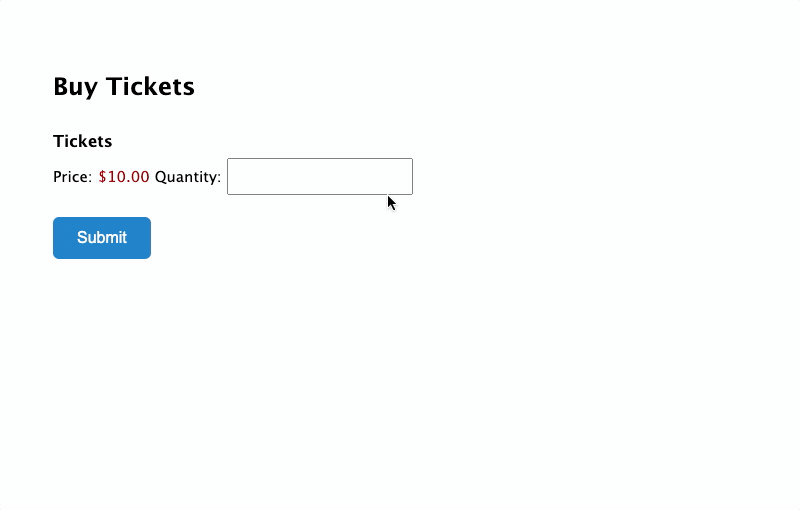 order form for event tickets using nested forms