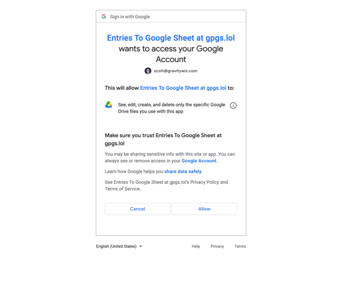 authenticate with google for gravity forms