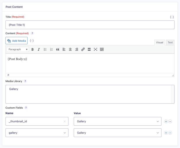 create advanced post creation feed and map fields