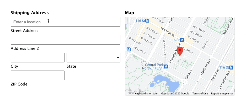 address autocomplete map field