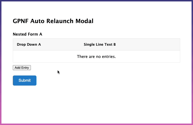 auto relaunch nested forms modal