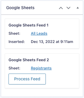 entry detail meta box for google sheets