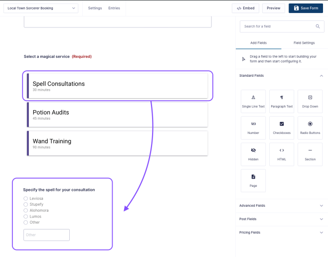 configure simply schedule appointment fields