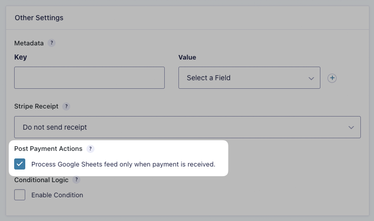 nested forms post payment actions
