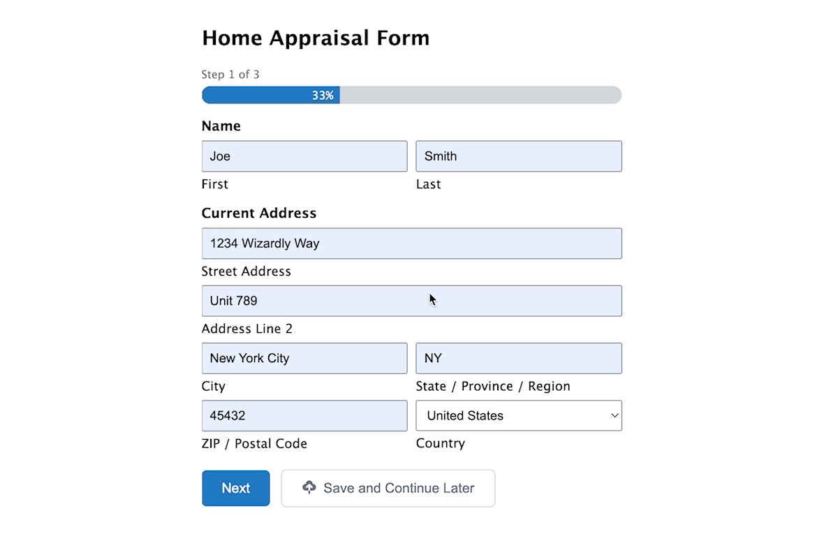 gravity forms home appraisal form