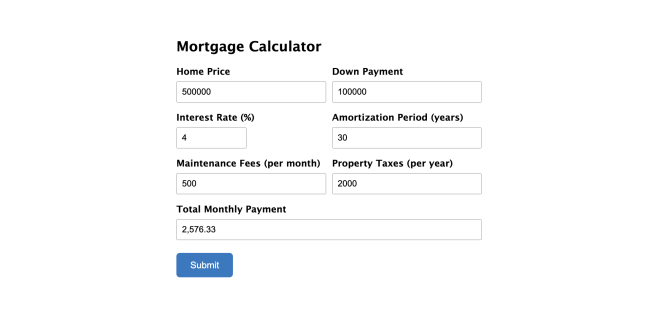 gravity forms mortgage calculator