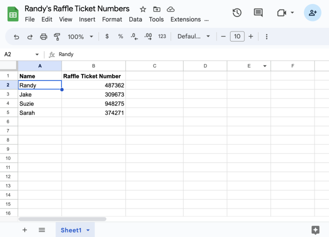 save your raffle or lottery ticket data to google sheets