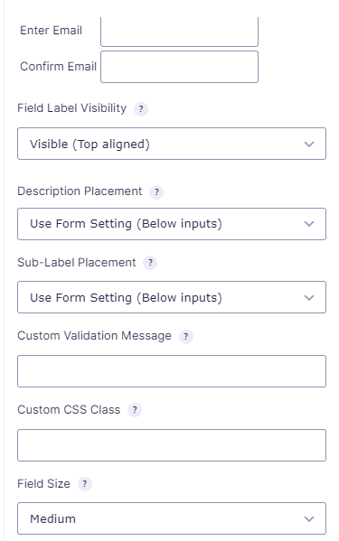 Form field settings - General and Appearance