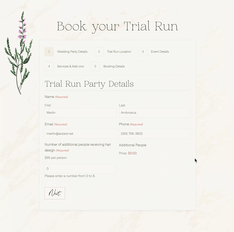 auto list field on wedding form for adding fields