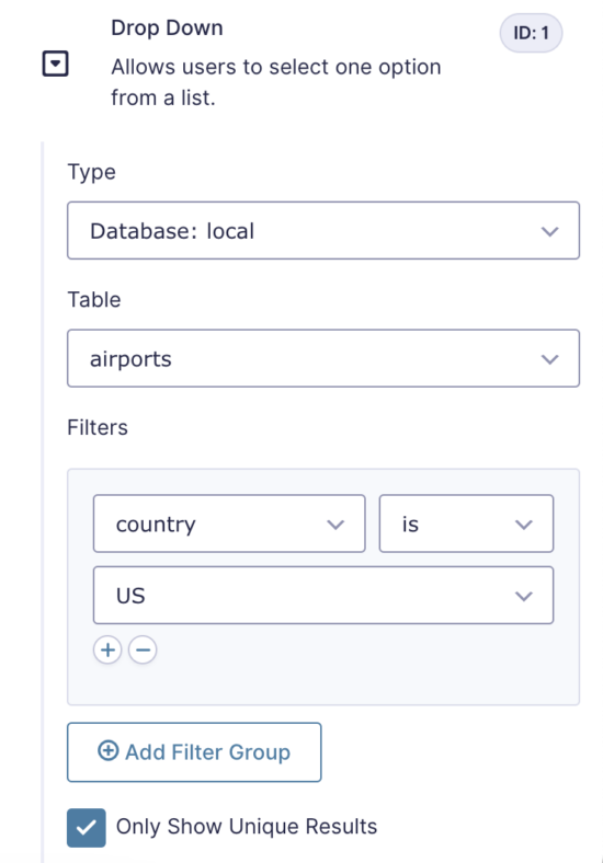 filtering dynamically populated fields in Gravity Forms