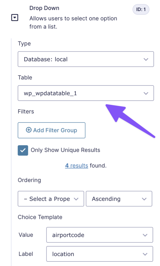 Populate Dropdown from Database Gravity Forms 