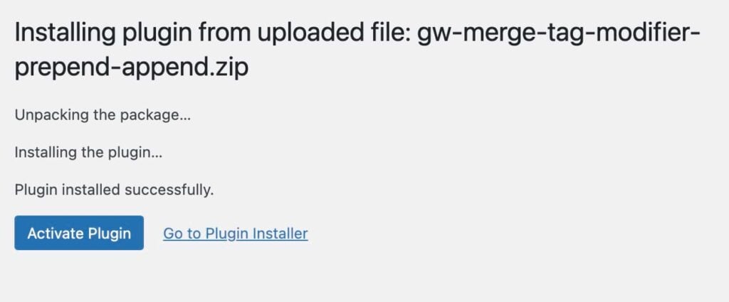 Install and activate the Append/Prepend Merge Tags plugin from Gravity Wiz.