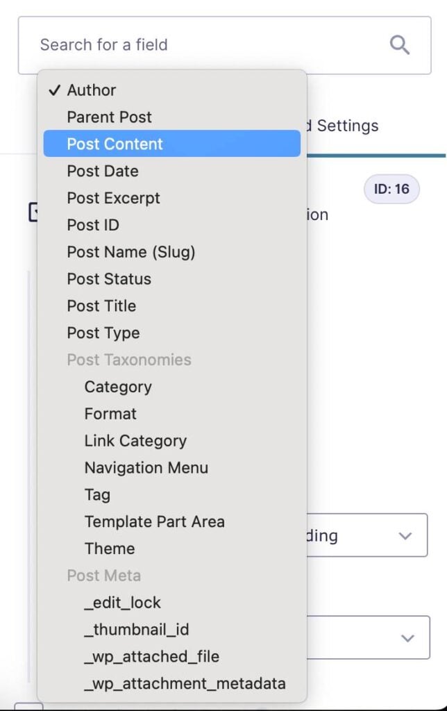 Select filter properties