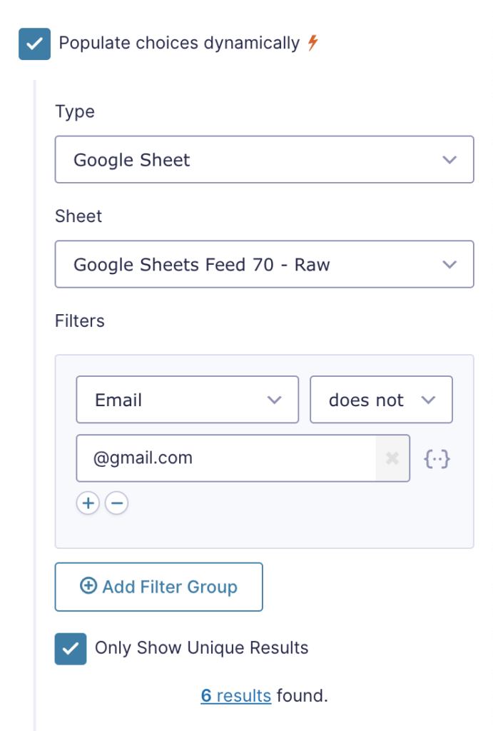 gravity forms google sheets populate dynamically UI