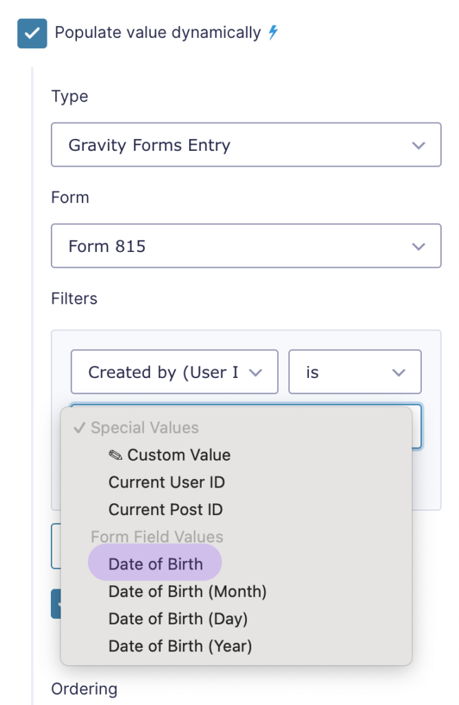 drop down fields with populate anything in gravity forms