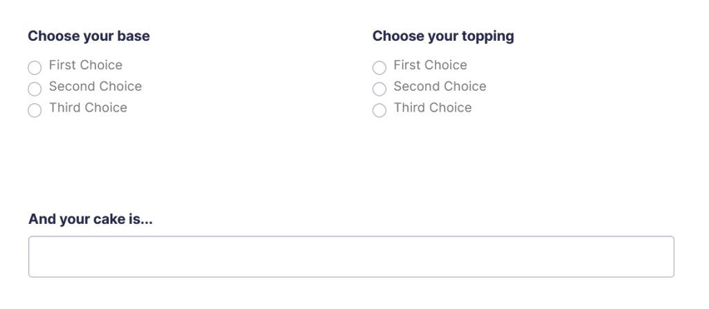 Creating a cake selection using Gravity Forms