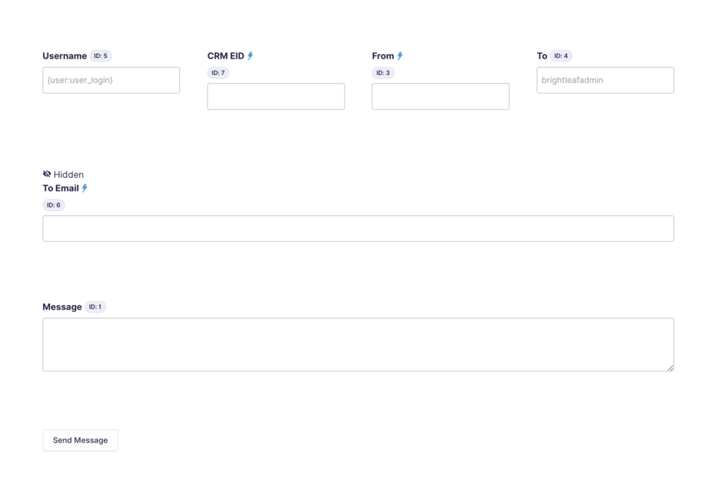 gravity forms messaging form field view from the backend