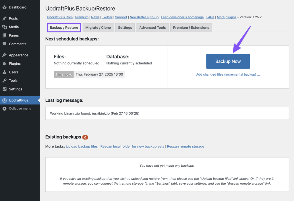 How to Create a Site Backup with UpdraftPlus | Gravity Wiz