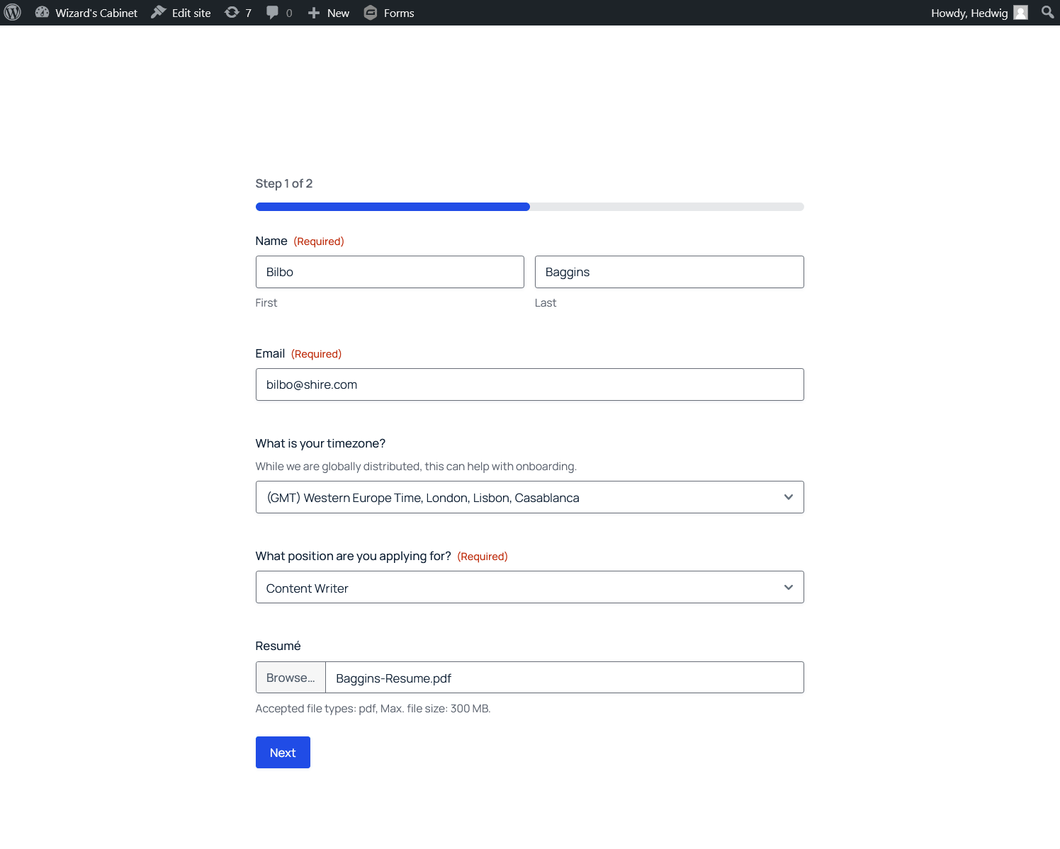 Running a test of the Notion Connection sending entry data to Notion.