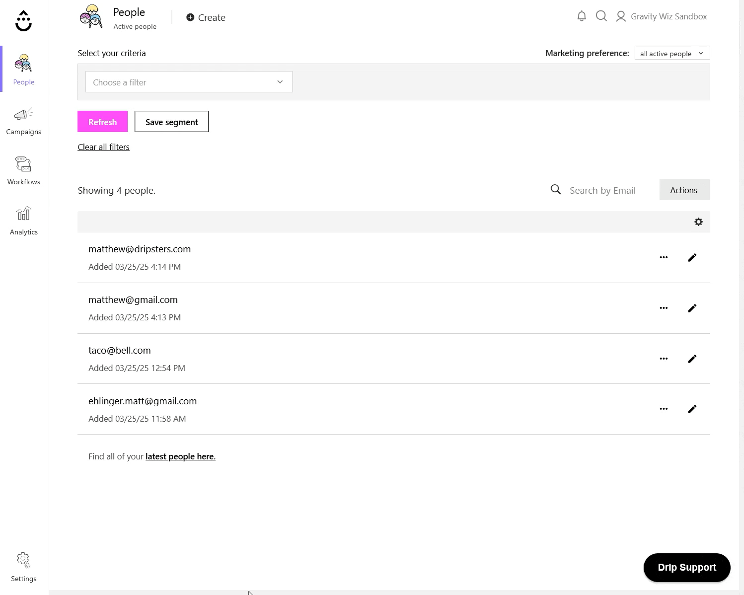 Adding a person to Drip after filling out a form.