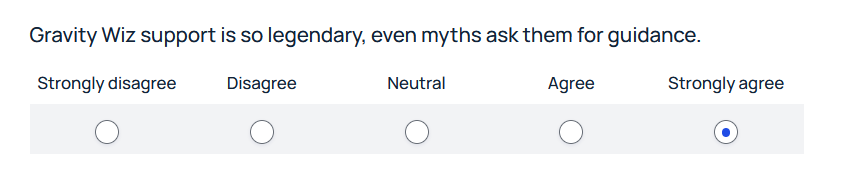 Choosing "Strongly agree" in a Likert scale.