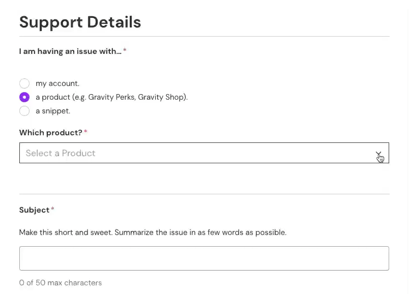 Displaying an Early Access plugin populated from static values in a GP Populate Anything drop down via snippet.