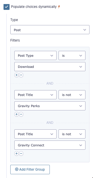 Setting GP Populate Anything filters.