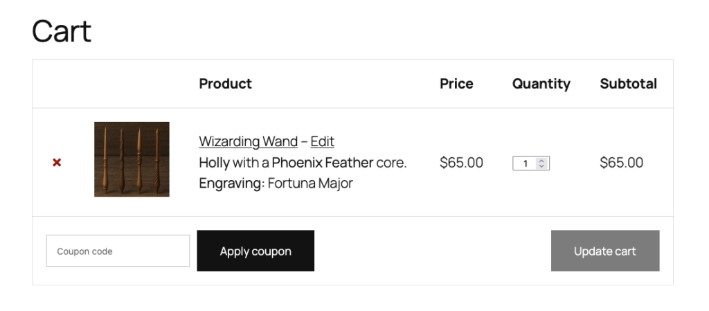 Cart outputting customized item description from Gravity Shop Product Configurator