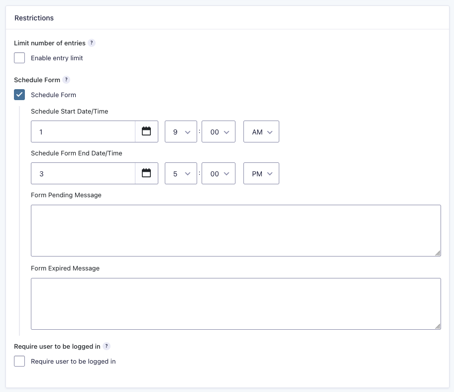 Weekly Form Schedule