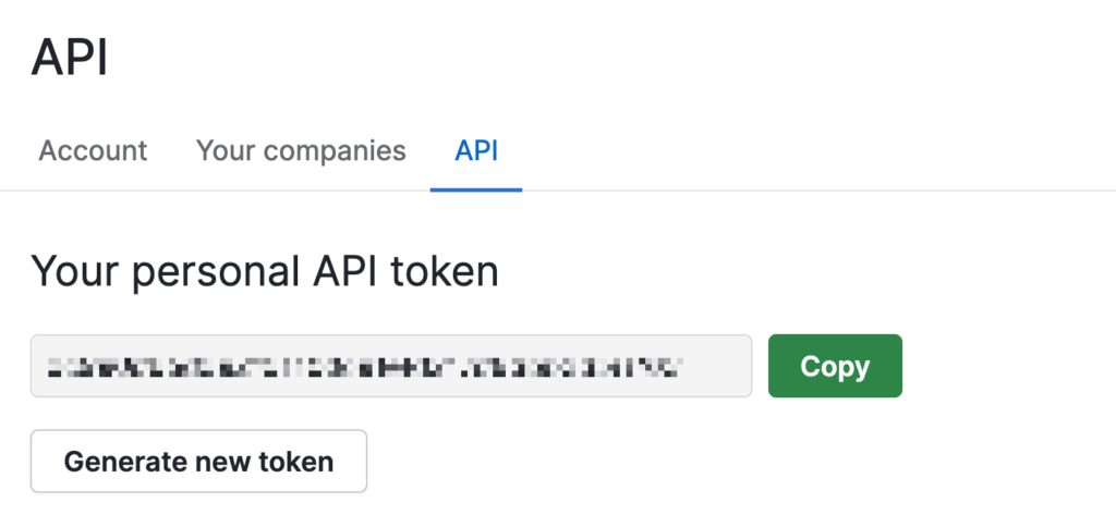 A Pipedrive API token generated and ready to be copied.