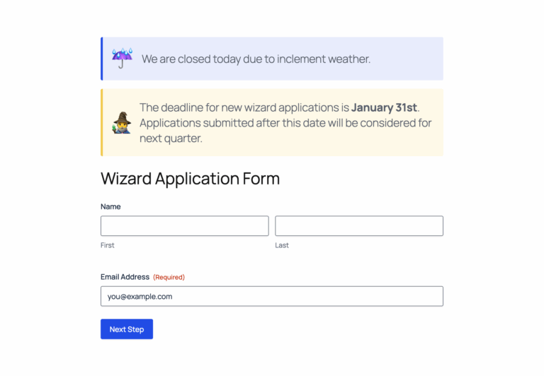 Introducing Gravity Forms Form Notices | Gravity Wiz