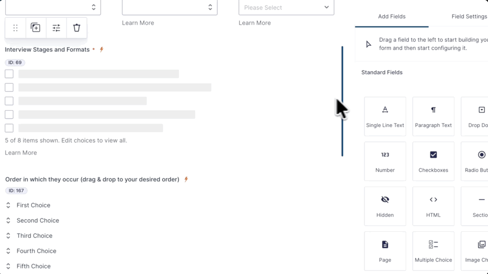 User clicks a checkbox field with GP Populate Anything configured in the form editor. On the frontend, selecting four checkboxes auto-populates a field below with those values.