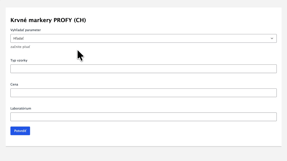 A user previews the form, selects the drop down field, types in 'X' and a list of results appears. 'amoxicillin' is selected and the rest of the price fields are auto-populated.