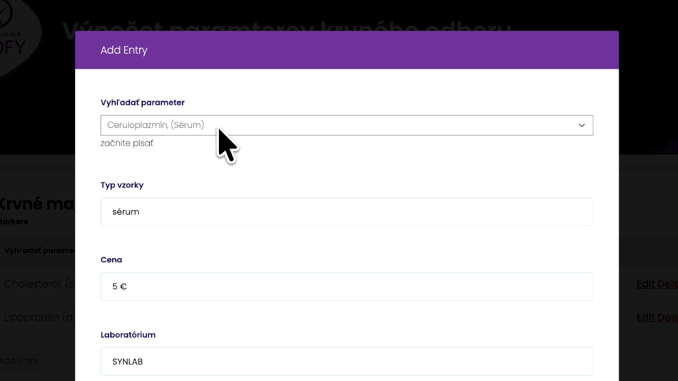 A user fills out a child entry, clicks 'add entry', and refreshes the page. The parent form clears and is ready for another set of entries.