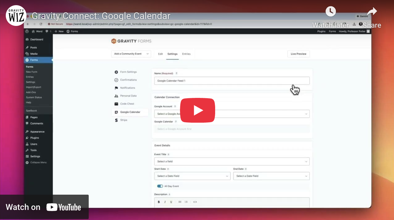 Gravity connect google calendar overview video preview