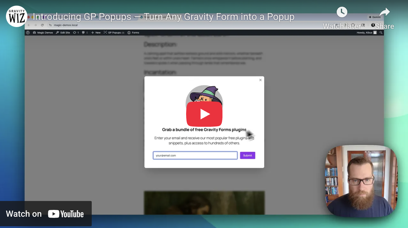 Gravity Forms Popups overview video preview